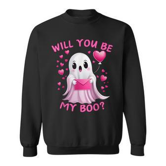 Will You Be My Boo Retro Valentine Ghost Spooky Valentine's Sweatshirt - Monsterry