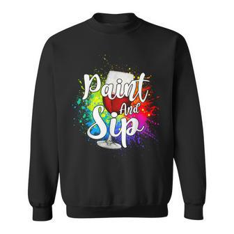 Wine Lover Drinkers Graphic Paint And Sip Party Drinking Sweatshirt - Thegiftio UK