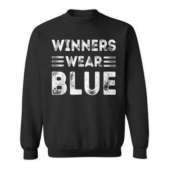 Winners Wear Blue Color Team Spirit Game War Camp Crew Sweatshirt - Seseable