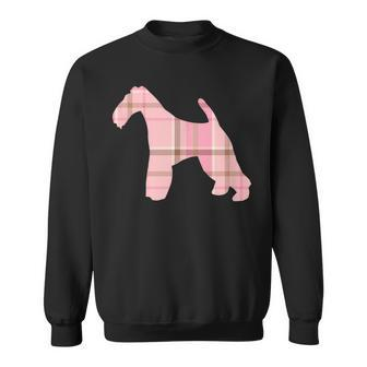 Wire Fox Terrier Pink Plaid Dog Silhouette V2 Sweatshirt - Monsterry
