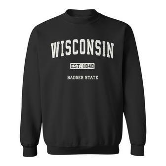 Wisconsin Wi Vintage Sports Retro Varsity Sweatshirt - Monsterry CA