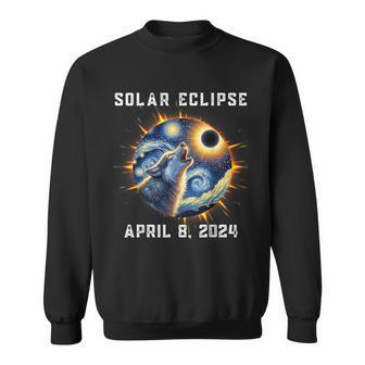 Wolf Fans Totality Solar Eclipse 2024 Wolf Howling Eclipse Sweatshirt | Mazezy