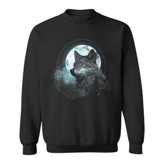 Wolf Full Moon Geometric Mystical Nature Wolf Lover Sweatshirt - Thegiftio UK