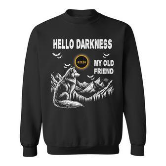 Wolf Hello Darkness My Old Friend Solar Eclipse April 8 2024 Sweatshirt - Thegiftio UK