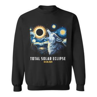 Wolf Howling At Total Solar Eclipse 2024 April 8Th 2024 Sweatshirt | Mazezy