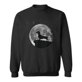 Wolf Silhouette bei Mondschein Herren Sweatshirt in Schwarz - Seseable