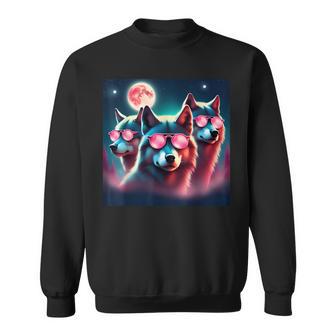 Wolf Squad Mit Rosa Sonnenbrillen Und Mond Für Wolfsliebhaber Geschenk Sweatshirt - Geschenkecke