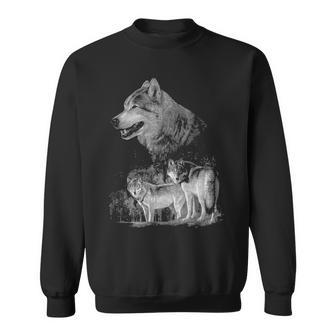 Wolf Wildlife Wolf Mountain Three Wolf Sweatshirt | Mazezy