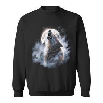 Wolves Howling At Moon Wolf Wild Animal Sweatshirt - Monsterry