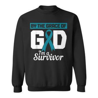 Woman Teal Ribbon Survivor Sweatshirt - Monsterry