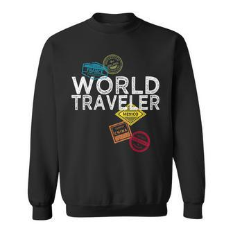 World Traveler Passport Stamp For And Women Sweatshirt - Monsterry