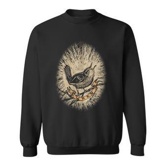 Wren Vintage Birdwatching Scratchboard Sweatshirt - Monsterry AU