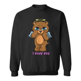 I Wuv Wu Cute Teddy Bear Cupid Angel Valentines I Love You Sweatshirt - Monsterry UK