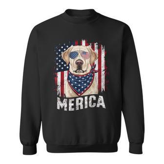 Yellow Labrador Retriever 4Th Of July Merica Usa Flag Lab Sweatshirt - Monsterry DE