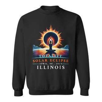 Yoga Total Solar Eclipse 2024 Illinois Sweatshirt - Monsterry