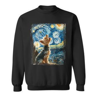 Yorkie Dog Artistic Van Gogh Starry Night Yorkshire Terrier Sweatshirt - Seseable