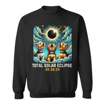 Yorkie Dog Howling At Solar Eclipse Sweatshirt - Seseable