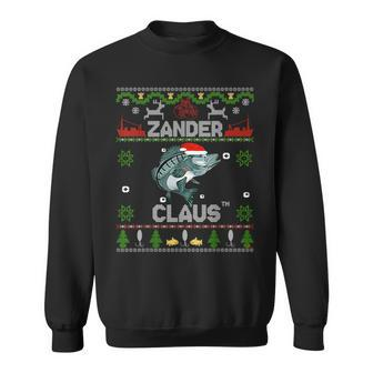 Zander Claus Christmas Jumper For Fishermen Christmas Sweatshirt - Seseable
