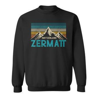 Zermatt Switzerland Swiss Vintage Mountains Souvenir Sweatshirt - Monsterry UK