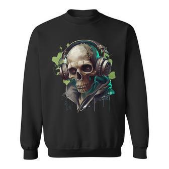 Zombie Totenkopf Dj Mit Kopfhörer Für Musiker Und Musik Fans Sweatshirt - Geschenkecke