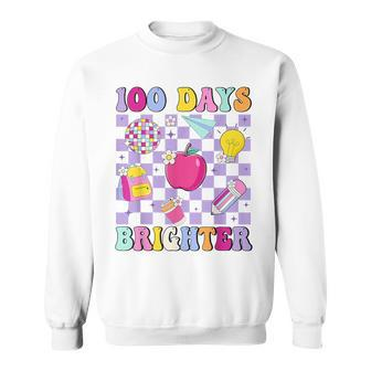 100 Days Brighter Retro Disco 100Th Day Of School Teacher Sweatshirt | Mazezy