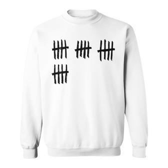 20Th Birthday Outfit 20 Years Old Tally Marks Anniversary Sweatshirt - Monsterry