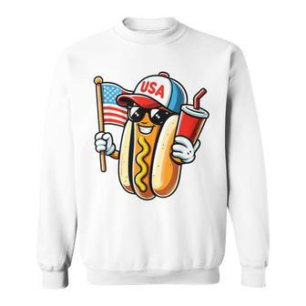 4Th Of July Hotdog Sunglasses American Flag Usa Patriotic Sweatshirt - Monsterry DE