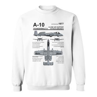A-10 Thunderbolt Ii Warthog Military Jet Spec Diagram Sweatshirt - Thegiftio UK