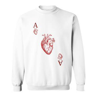 Ace Of Hearts Anatomy Playing Card Human Heart Costume Sweatshirt - Monsterry