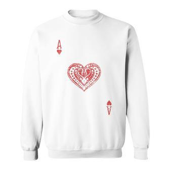 Ace Of Hearts Playing Card Costume Poker Distressed Sweatshirt - Monsterry