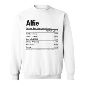 Alfie Nutrition Facts Name Definition Graphic Sweatshirt - Seseable