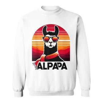 Alpapa Llama Retro With Sunglasses Dad Alpaca Father's Day Sweatshirt - Thegiftio UK