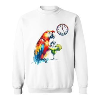 Always 5 O'clock Colorful Parrot Drinking Margarita Sweatshirt - Seseable
