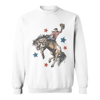 Make America Western Cowboy Again Retro 4Th Of July Usa Flag Sweatshirt - Monsterry UK