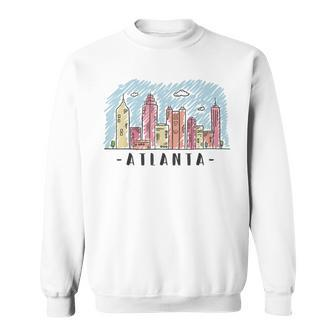 Atlanta Skyline Multi Color Watercolors Souvenir Atl Georga Sweatshirt - Monsterry DE