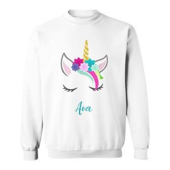 Ava Name Personalised Unicorn Sweatshirt - Seseable