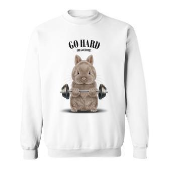 Beige Dwarf Rabbit Muscle Training Weightlifting Fitness Sweatshirt - Monsterry