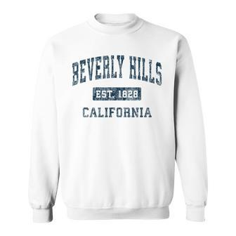 Beverly Hills California Ca Vintage Sports Navy Print Sweatshirt - Monsterry