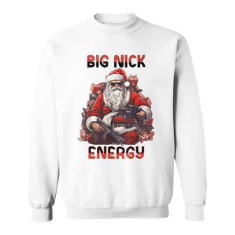 Big Nick Energy Vintage Gangster Santa Claus Wink Christmas Sweatshirt - Monsterry DE