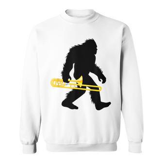 Bigfoot Trombone Sasquatch Trombonist Apparel Sweatshirt - Monsterry