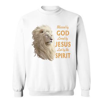 Blessed By God Loved By Jesus Christian Lion Sweatshirt - Monsterry UK