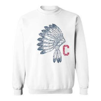 Block C With Native American Headdress Cleveland Sweatshirt - Monsterry