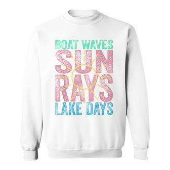 Boat Waves Sun Rays Lake Days Cute Retro 70S Summer Vacation Sweatshirt | Mazezy UK