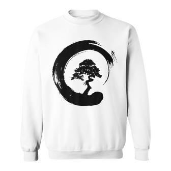 Bonsai Tree Enso Circle Buddhist Zen Calligraphy Sweatshirt - Monsterry UK
