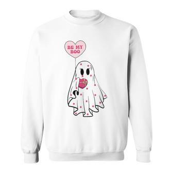 Be My Boo Cute Ghost Valentine's Day Lovers Hearts Sweatshirt - Monsterry