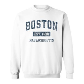 Boston Massachusetts Ma Vintage Sports Navy Sweatshirt - Monsterry