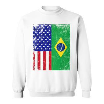 Brazilian American Flag Half Brazil Half Usa Pride Sweatshirt - Monsterry