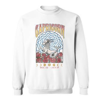 Capricorn Zodiac Sign Horoscope Astrology Birthday Retro Sweatshirt - Monsterry UK