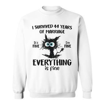 Cat I Survived 44 Years Of Marriage 44Th Wedding Anniversary Sweatshirt - Seseable
