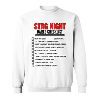 Challenge The Stag Bachelors Party Checklist Stag Do Party Sweatshirt - Thegiftio UK